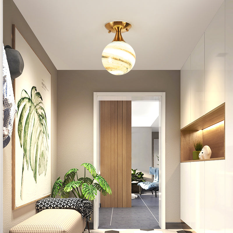 Illuminazione a semimontaggio in vetro bianco-giallo/grigio-blu/grigio fumo con paralume a sfera Nordic 1 lampadina da incasso a soffitto per foyer