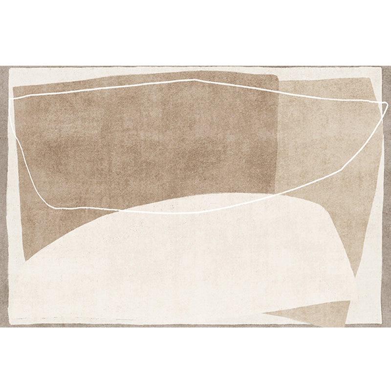 Brown Tone Home Decor Carpet Simplicity Abstract Color Block Area Rug Polyester with Easy Care Rug