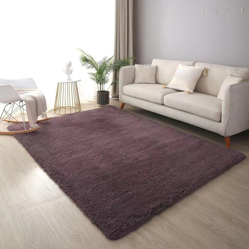 Rapis blanc tapis en polyester la zone de couleur solide tapis de support de tapis sans glissement pour le salon