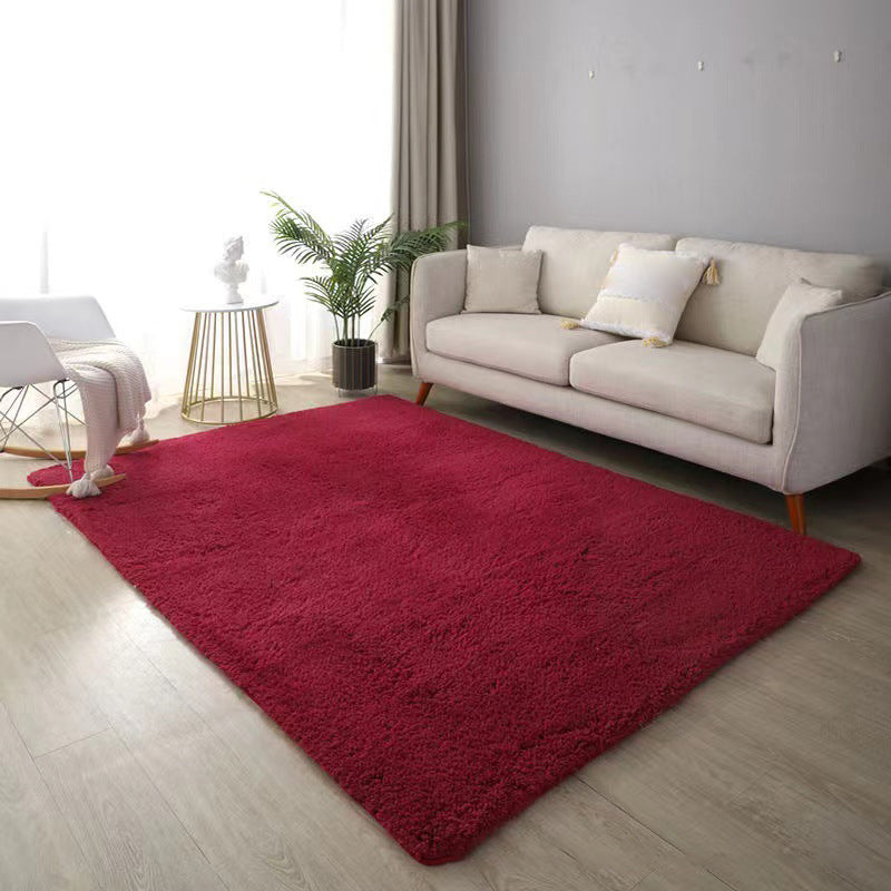 Rapis blanc tapis en polyester la zone de couleur solide tapis de support de tapis sans glissement pour le salon