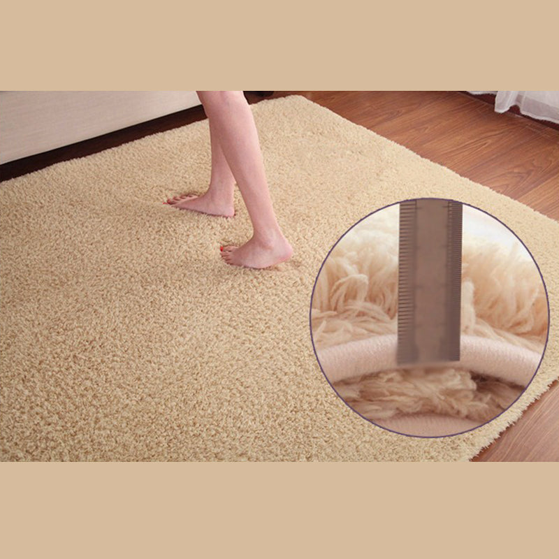 Rapis blanc tapis en polyester la zone de couleur solide tapis de support de tapis sans glissement pour le salon