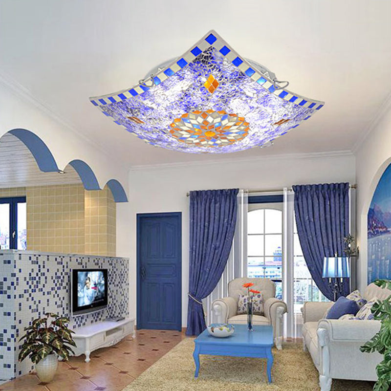 Lampada da incasso quadrata in stile barocco in vetro viola 12"/16"/19,5" ampia illuminazione da incasso a LED per montaggio a incasso