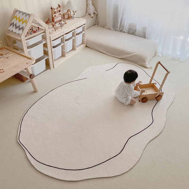 Chic White Area Teppich Polyester Leitungsmuster Fläche Teppich waschbarer Pflege Teppich für Wohnzimmer