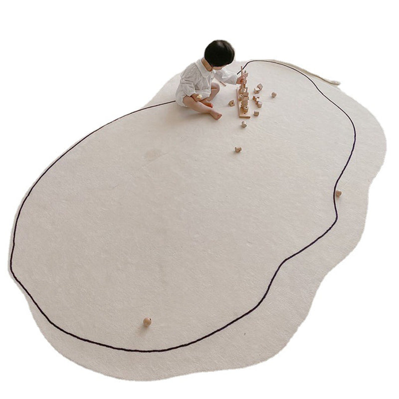 Chic White Area Teppich Polyester Leitungsmuster Fläche Teppich waschbarer Pflege Teppich für Wohnzimmer