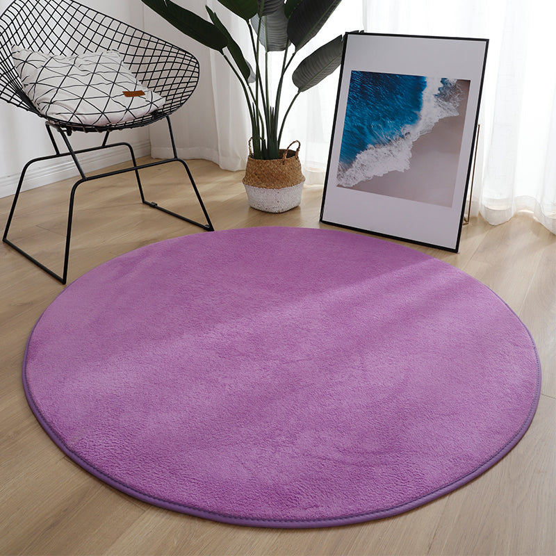 Grey Living Room Area Rug Polyester Solid Color Area Carpet Non-Slip Backing Rug