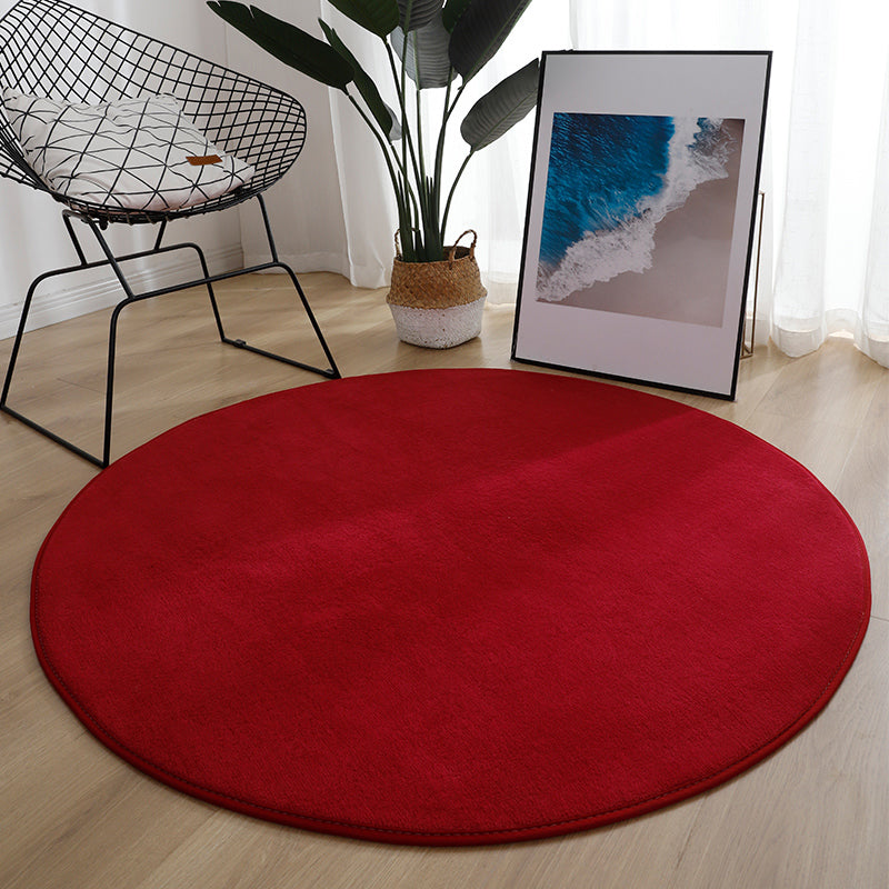 Grey Living Room Area Rug Polyester Solid Color Area Carpet Non-Slip Backing Rug