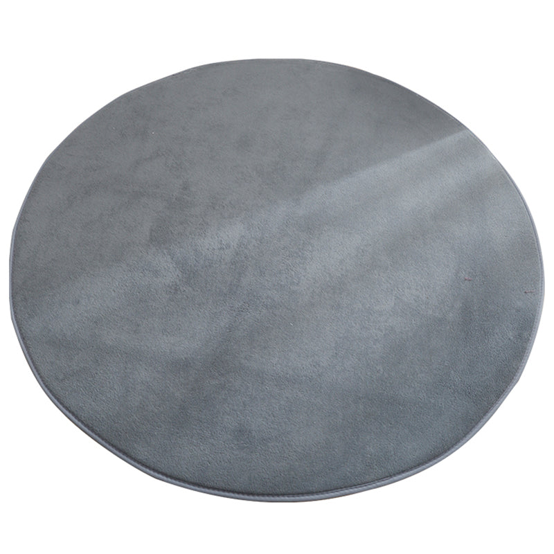 Grey Living Room Area Rug Polyester Solid Color Area Carpet Non-Slip Backing Rug