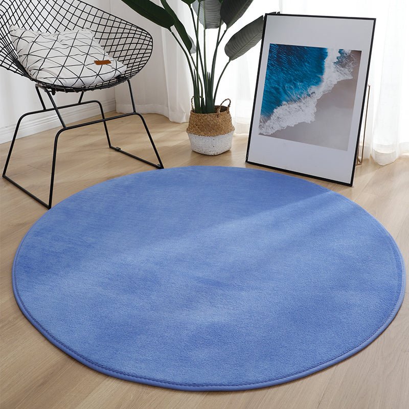 Grey Living Room Area Rug Polyester Solid Color Area Carpet Non-Slip Backing Rug