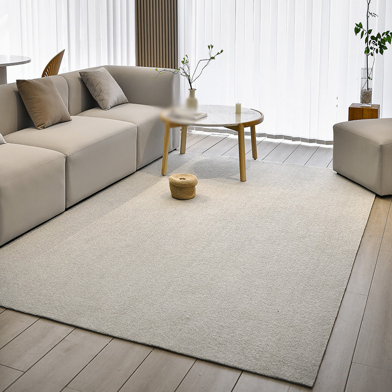 Contemporary Indoor Room Carpet Beige Solid Color Area Carpet Polyester Washable Indoor Carpet