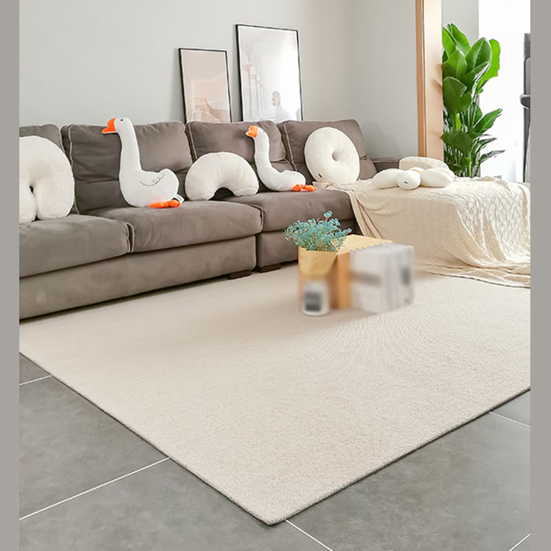 Contemporary Indoor Room Carpet Beige Solid Color Area Carpet Polyester Washable Indoor Carpet