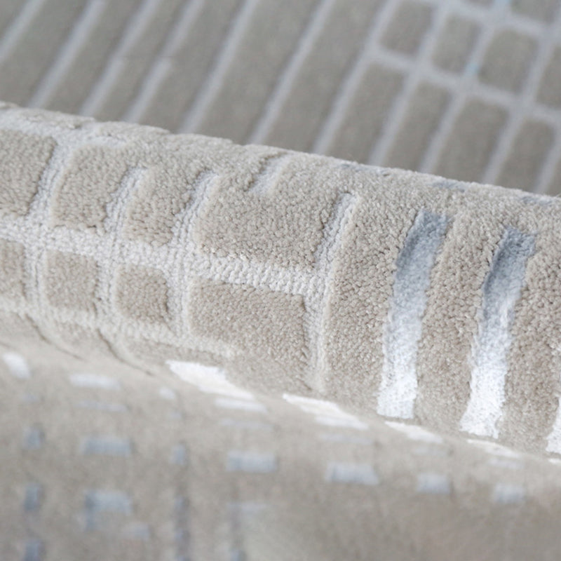 Gray Living Room Carpet Casual Solid Color Area Carpet Polyester Washable Indoor Rug