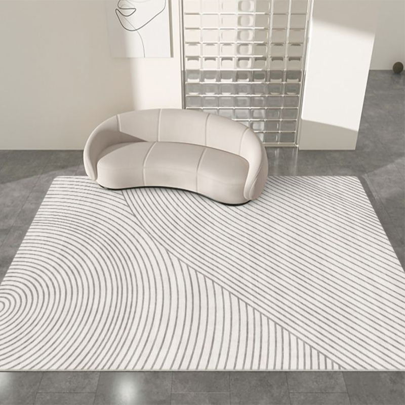 Gray Modern Area Carpet Polyester Solid Color Carpet Anti-Split Indoor Carpet for Living Room