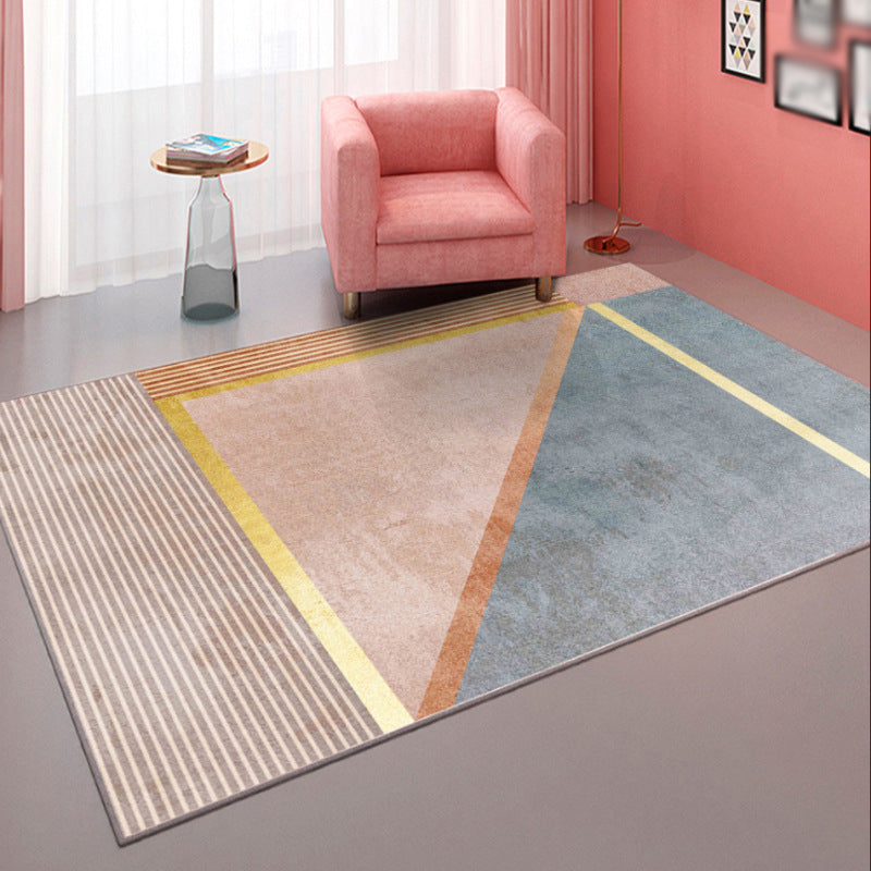 Nordic Simple Indoor Rug Pink Tone Carpet Polyester Stain Resistant Rug for Living Room