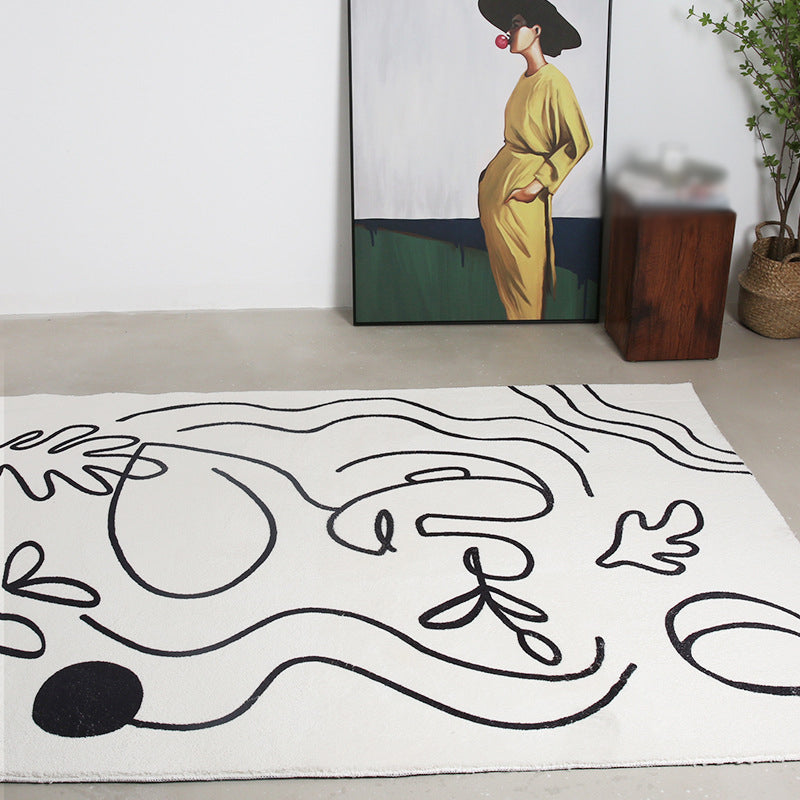 Simplicity Carpet Modern Nordic Area Rug Polyester Stain Resistant Indoor Rug for Living Room