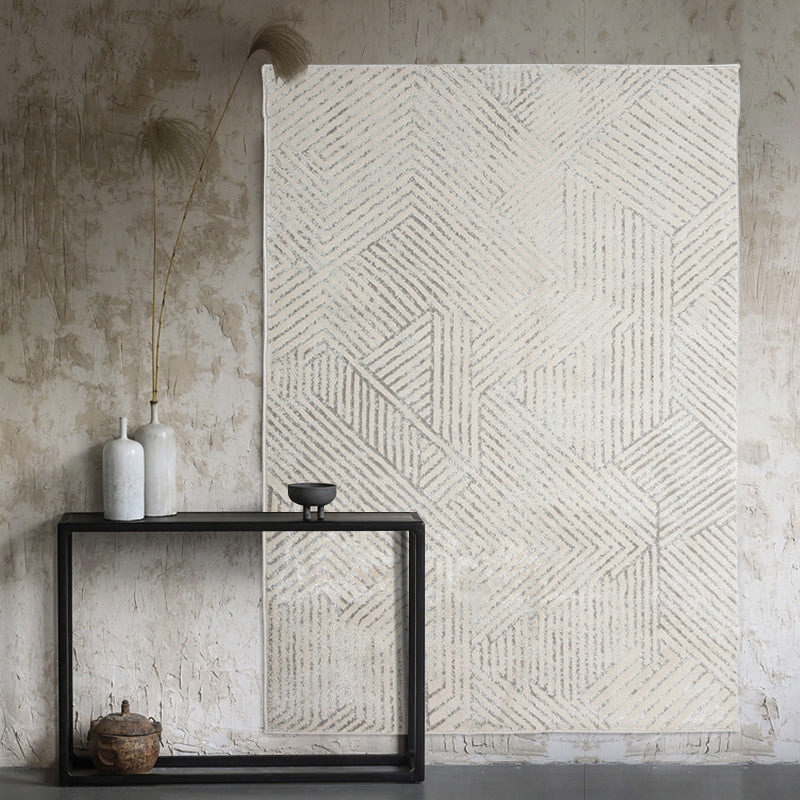 Modern Living Room Carpet Gray Polyester Indoor Rug Anti-Split Backing Rug