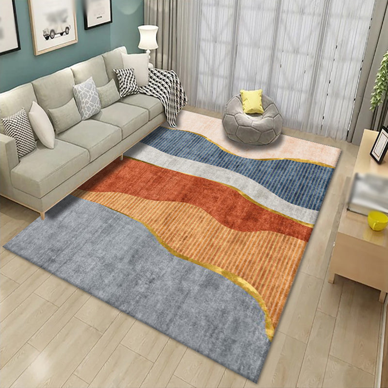 Nordic Area Carpet Contrast Panel Indoor Rug Polyester Living Room Carpet with Non-Slip Backing
