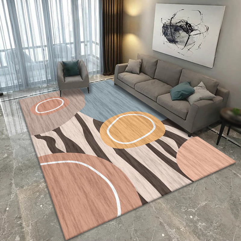 Nordic Area Carpet Contrast Panel Indoor Rug Polyester Living Room Carpet with Non-Slip Backing