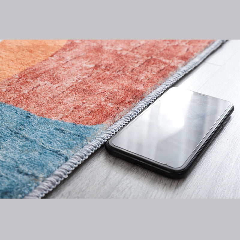 Nordic Area Carpet Contrast Panel Indoor Rug Polyester Living Room Carpet with Non-Slip Backing