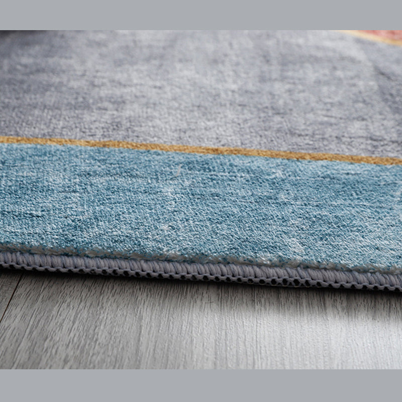 Nordic Area Carpet Contrast Panel Indoor Rug Polyester Living Room Carpet with Non-Slip Backing