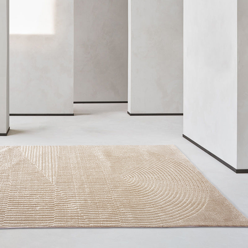 Khaki Pure Color Carpet Polyester Contemporary Area Rug Washable Rug for Living Room