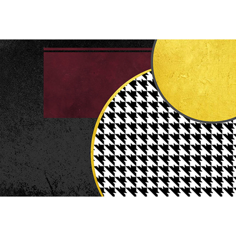 Trendy Houndstooth Print Rug Polyester Carpet Stain Resistant Indoor Rug for Home Decoration