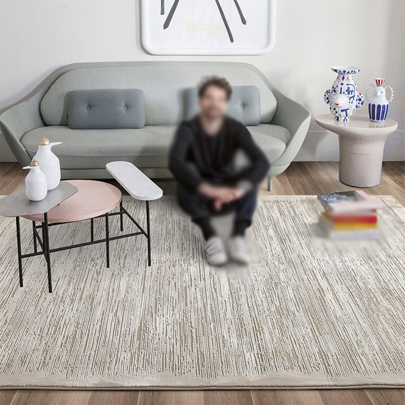 Simple Apricot Modern Rug Polyester Solid Color Area Rug Non-Slip Rug for Living Room
