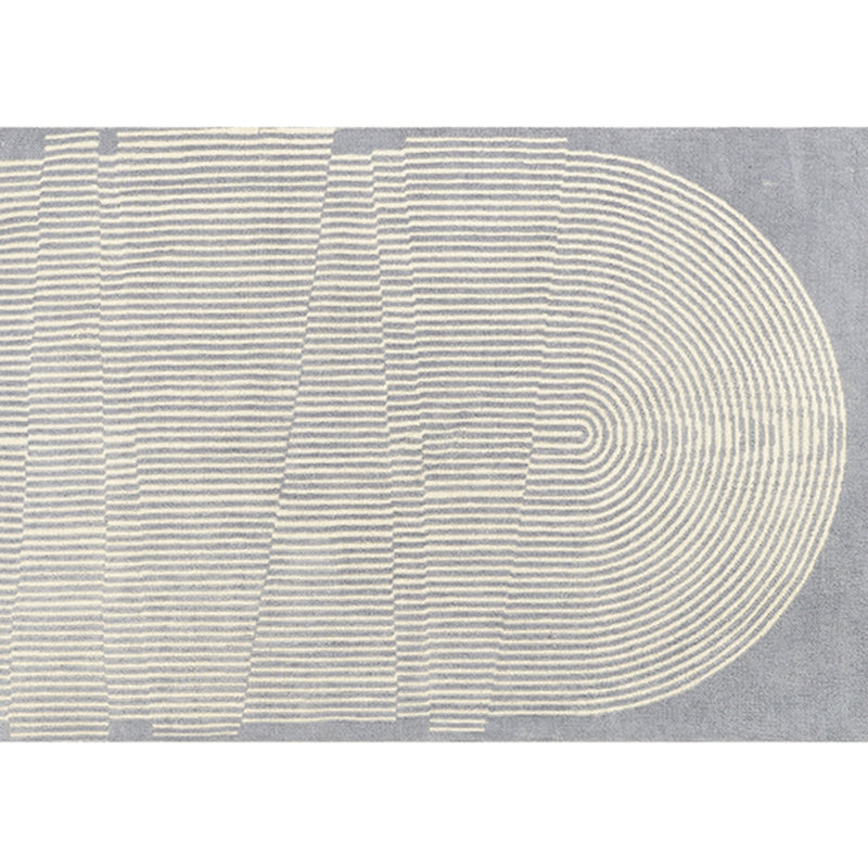 Stylish Grey Modern Rug Polyester Stripe Pattern Area Carpet Non-Slip Backing Rug for Home Decor