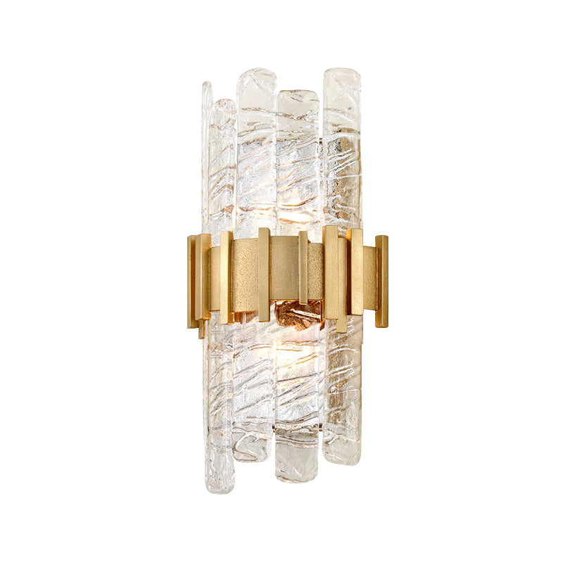 Half-Cylinder Wall Lighting Modernism Textured Glass 1 bulb Gold Sconce Light Fixture