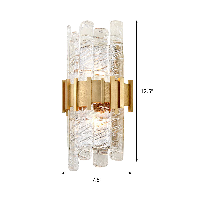 Half-Cylinder Wall Lighting Modernism Textured Glass 1 bulb Gold Sconce Light Fixture