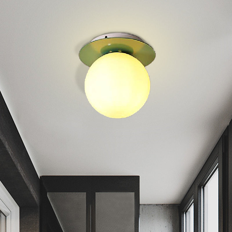 Opal Glass Global Plafonnier encastré moderne à 1 lumière avec auvent gris/blanc/vert/bois