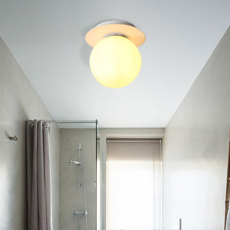 Opal Glass Global Plafonnier encastré moderne à 1 lumière avec auvent gris/blanc/vert/bois