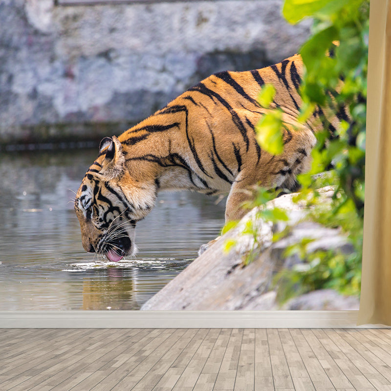 Cool Tiger Jungle Animal Wall Covering for Living Room Decoration, Moisture Resistant