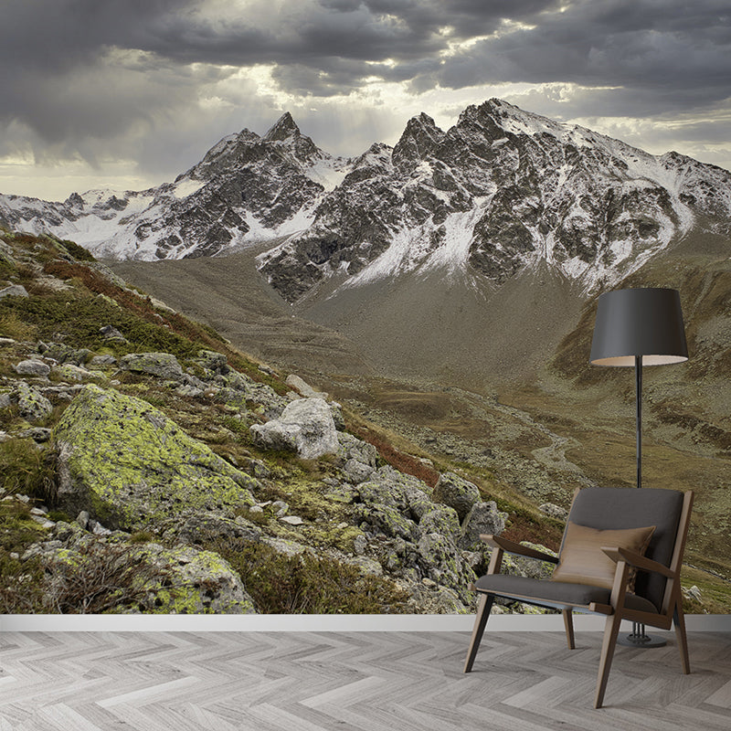 Mountain Range View Mural Wallpaper Stain-Proof Indoor Wall Art, Made to Measure