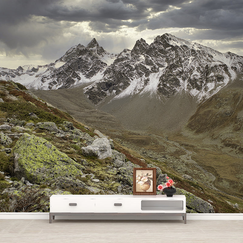 Mountain Range View Mural Wallpaper Stain-Proof Indoor Wall Art, Made to Measure