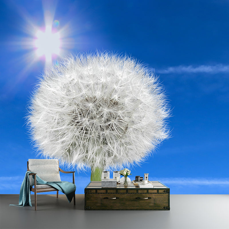 White Dandelion Plant Mural Wallpaper Moisture-Resistant Wall Covering for Home