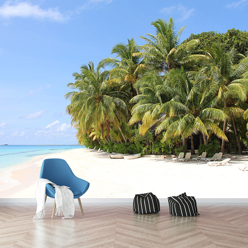 Sea Murals Wallpaper Tropical Stain-Resistant Living Room Wall Decor, Custom Size