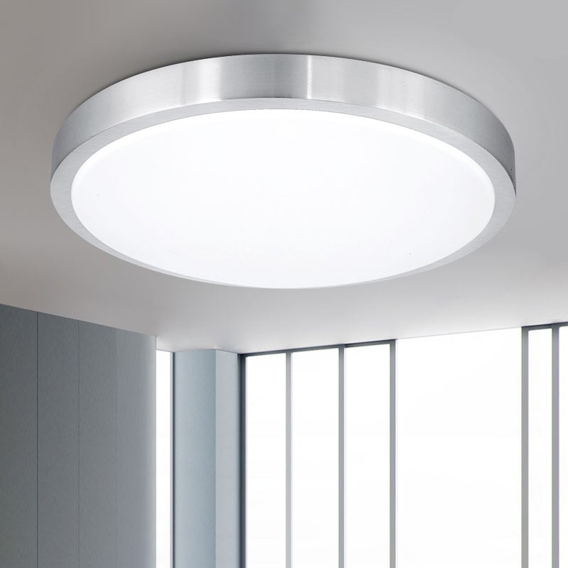 Silver Circular LED Ceiling Light in Modern Concise Style Aluminium Flush Mount with Acrylic Shade