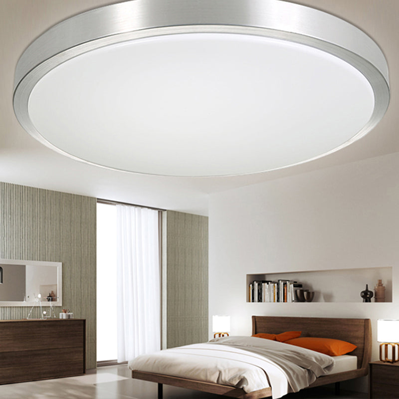 Silver Circular LED Ceiling Light in Modern Concise Style Aluminium Flush Mount with Acrylic Shade