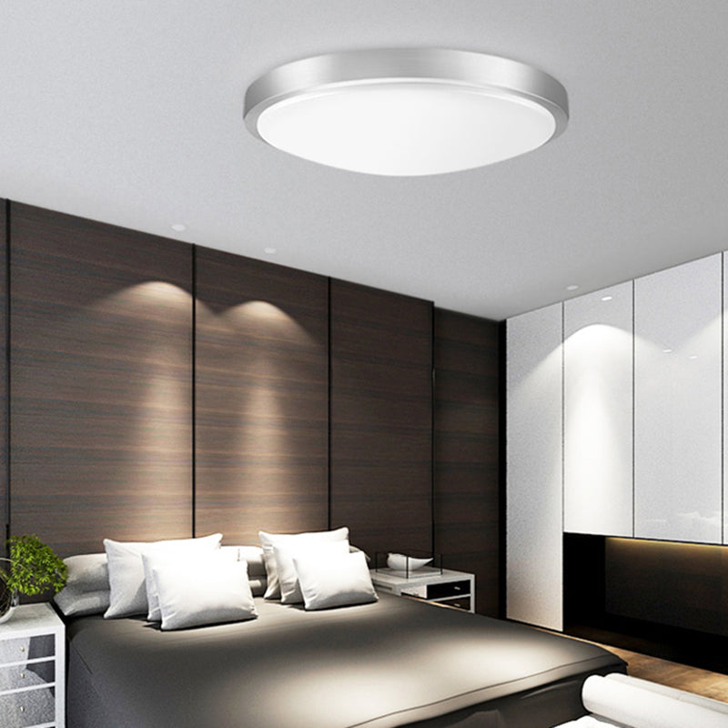 Silver Circular LED Ceiling Light in Modern Concise Style Aluminium Flush Mount with Acrylic Shade