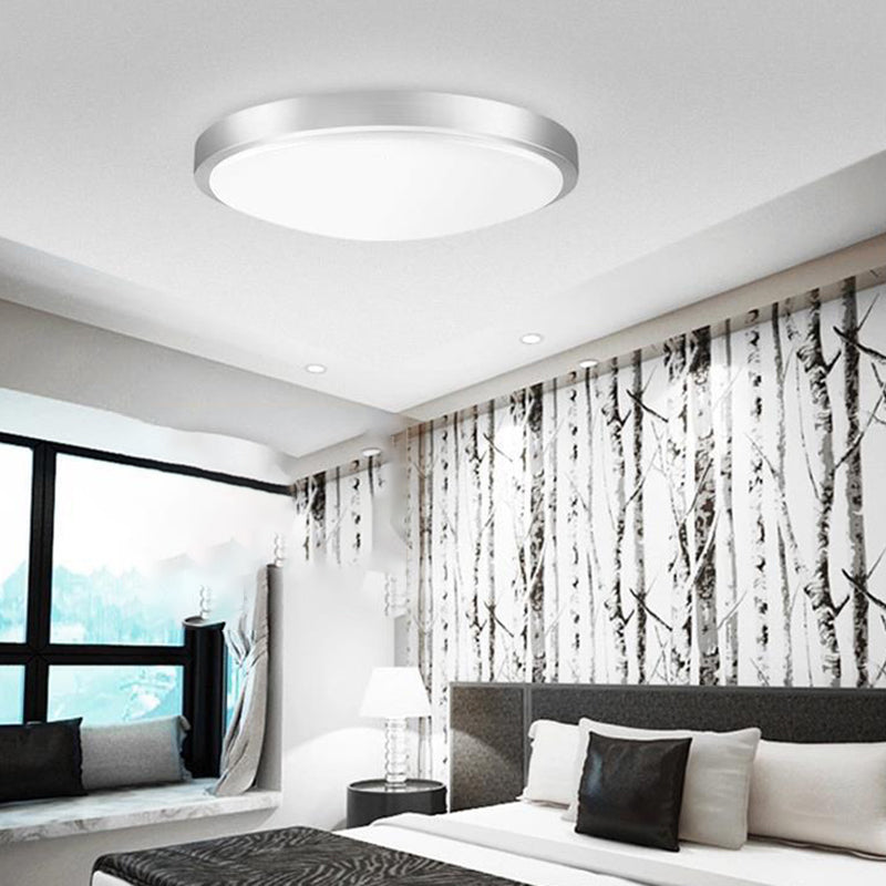 Silver Circular LED Ceiling Light in Modern Concise Style Aluminium Flush Mount with Acrylic Shade