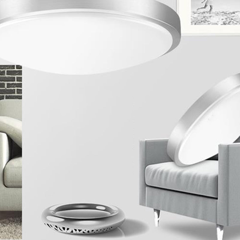 Silver Circular LED Ceiling Light in Modern Concise Style Aluminium Flush Mount with Acrylic Shade