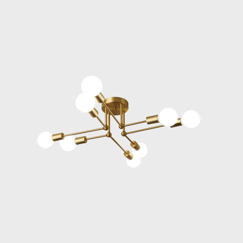 Brass Radial Semi Flush Mount in Industrial Classic Style Copper Ceiling Light for Interior Spaces
