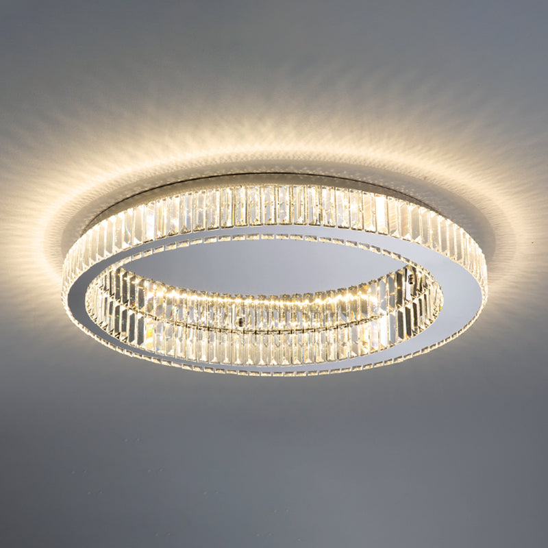 Kristalzilveren LED-inbouwlamp in moderne, modieuze stijl Ronde plafondlamp van roestvrij staal