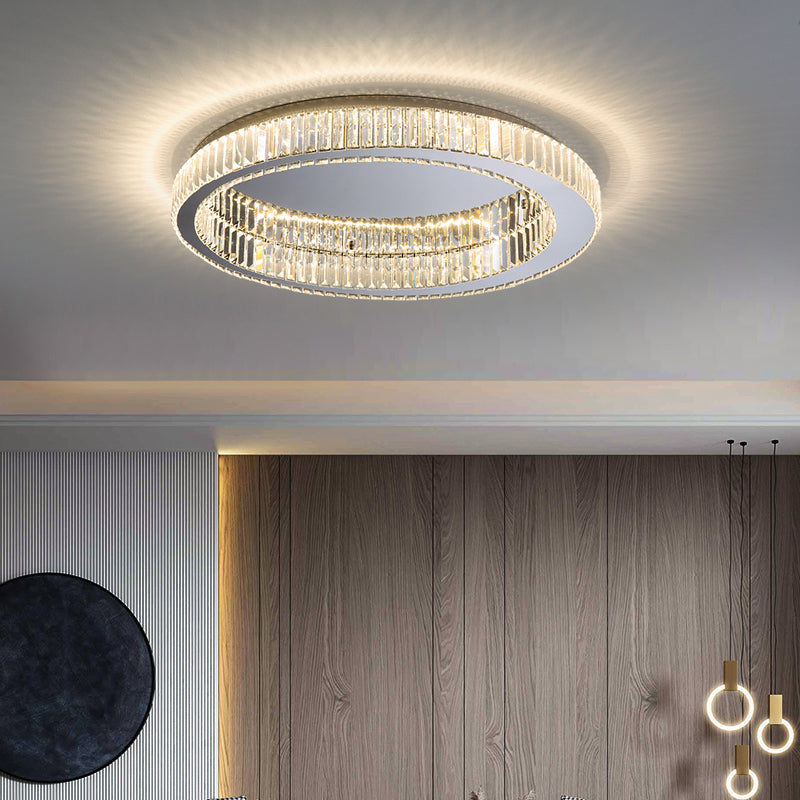 Kristalzilveren LED-inbouwlamp in moderne, modieuze stijl Ronde plafondlamp van roestvrij staal