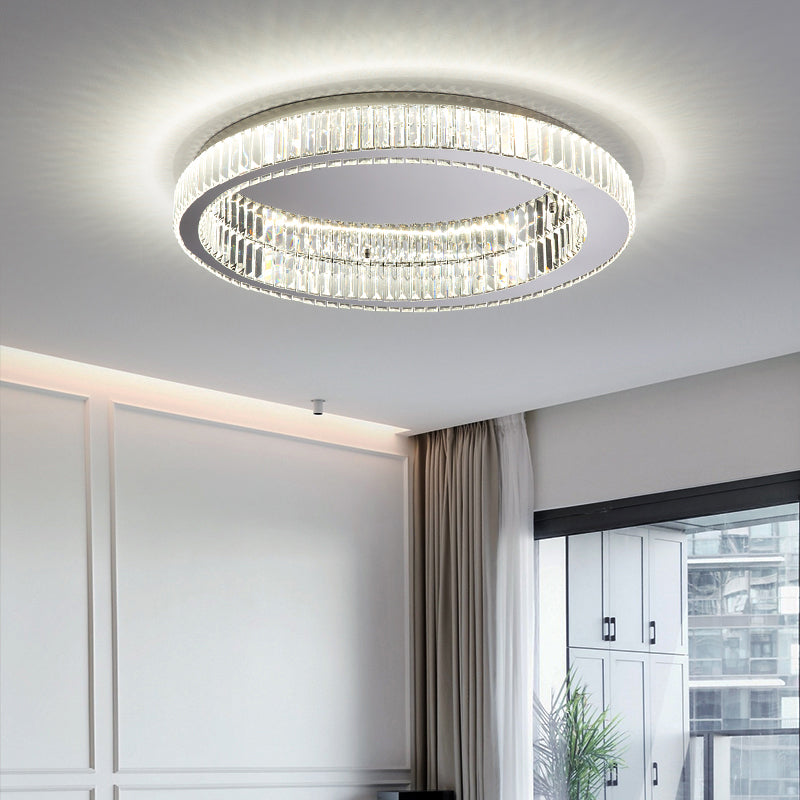 Kristalzilveren LED-inbouwlamp in moderne, modieuze stijl Ronde plafondlamp van roestvrij staal