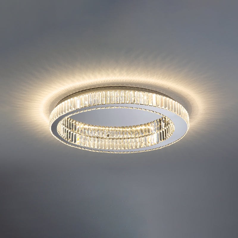 Kristalzilveren LED-inbouwlamp in moderne, modieuze stijl Ronde plafondlamp van roestvrij staal