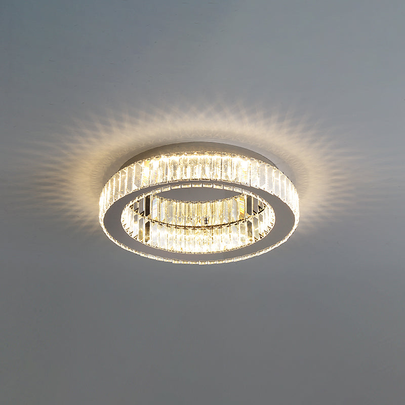 Kristalzilveren LED-inbouwlamp in moderne, modieuze stijl Ronde plafondlamp van roestvrij staal