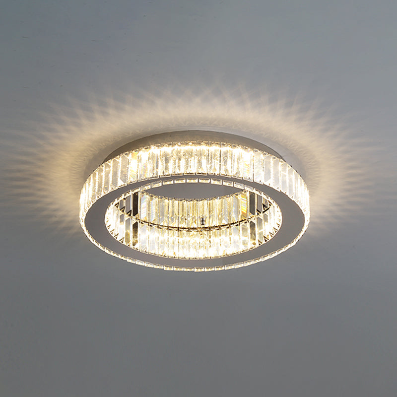 Kristalzilveren LED-inbouwlamp in moderne, modieuze stijl Ronde plafondlamp van roestvrij staal