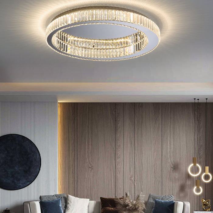 Kristalzilveren LED-inbouwlamp in moderne, modieuze stijl Ronde plafondlamp van roestvrij staal