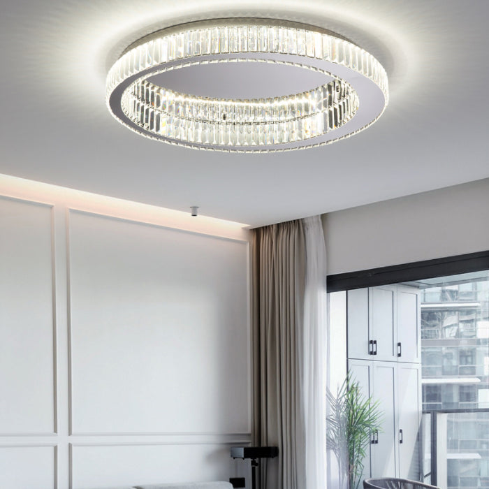 Kristalzilveren LED-inbouwlamp in moderne, modieuze stijl Ronde plafondlamp van roestvrij staal